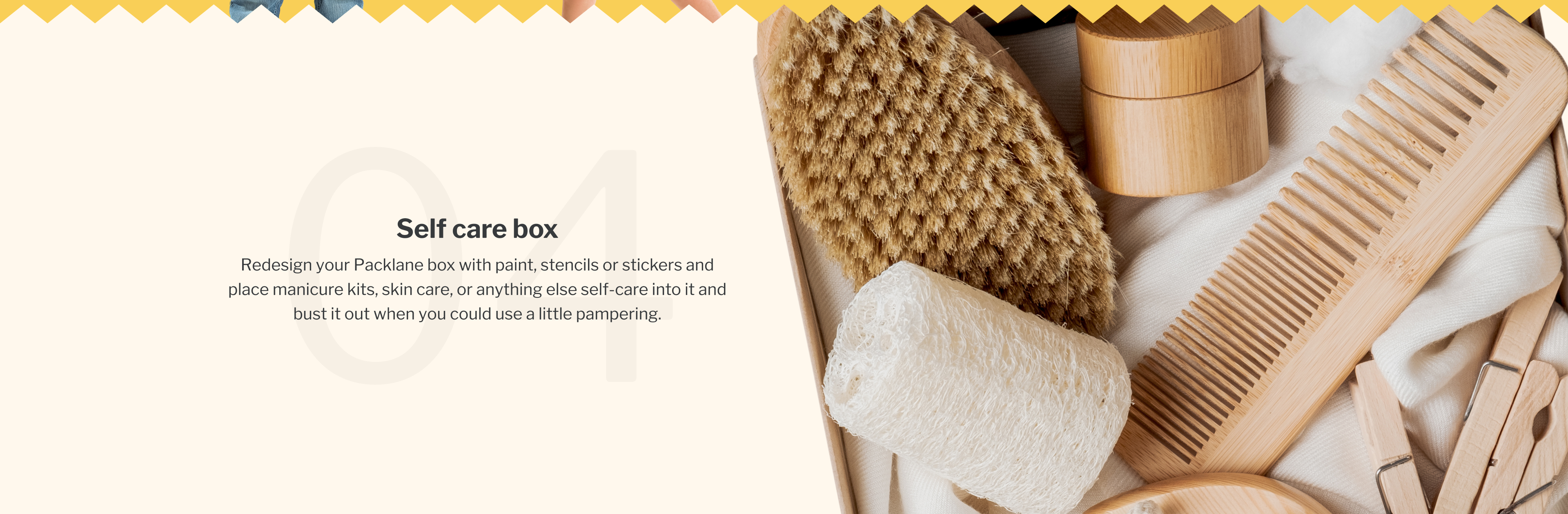 04. Self care box | Redesign your Packlane box with paint, stencils or stickers and place manicure kits, skin care, or anything else self-care into it and bust it out when you could use a little pampering.